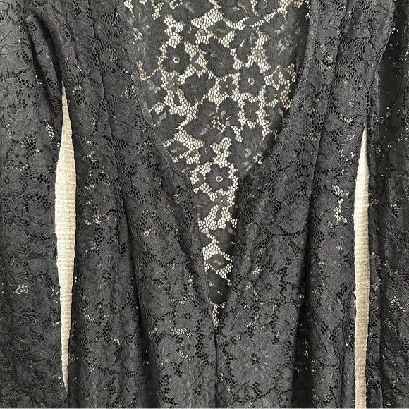 Black Lace Long Sleeve Maxi Dress Small (No Size Tag) - Picture 6 of 6